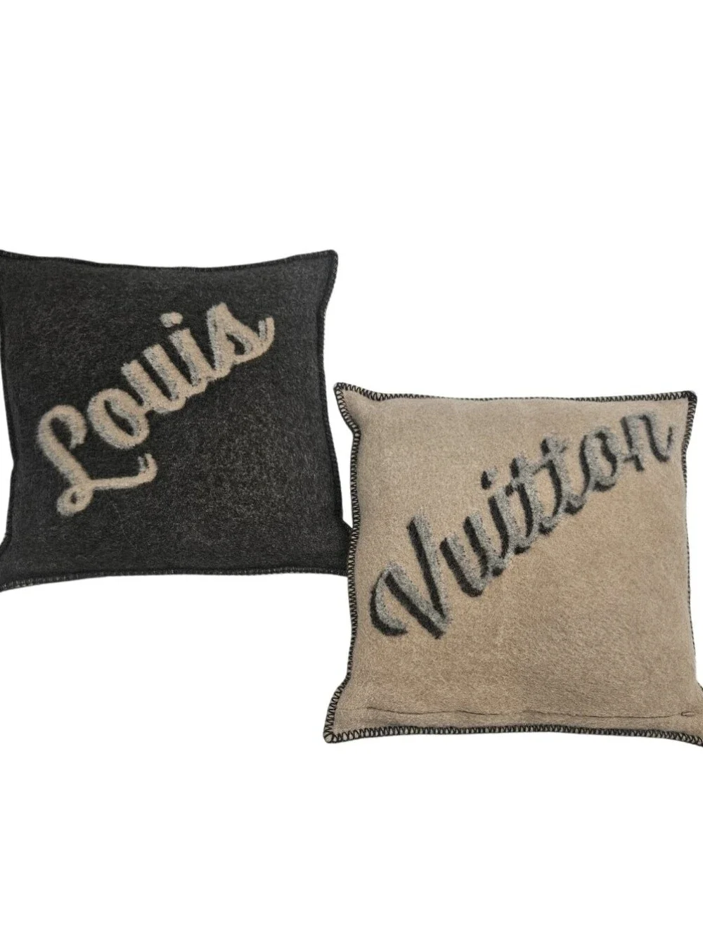 Louis Vuitton Two-Tone Wool-Cashmere Pillows/Cushions – Pair of 2